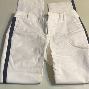 Calvin Klein White Chinos with Navy Side Stripes